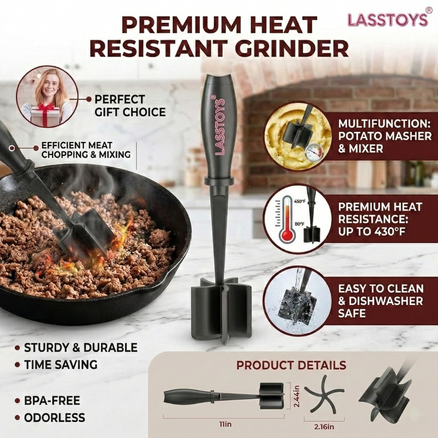 Lasstoys® Premium Heat Resistant Grinder