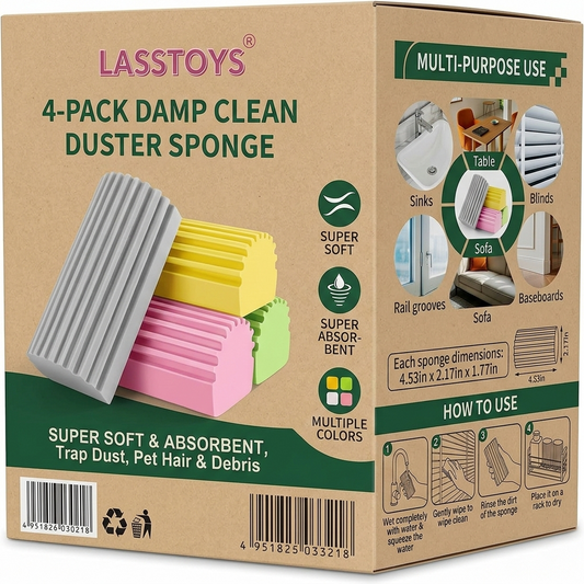 Lasstoys® 4-Pack Damp Clean Duster Sponge
